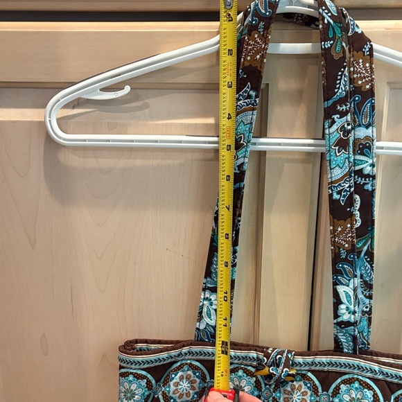 Vera Bradley Java Blue Brown and Blue Cotton Tote Bag with Tortoise Shell Toggle - Picture 7 of 7